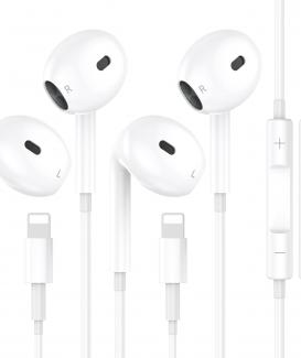 2 Packs for iPhone Headphones Wired Earbuds,【MFi Certified】 Earphones with Built-in Microphone & Volume Control,Nosie Reduction Earphones Wired Compatible with iPhone 14/14 Pro/13/12/11/XR/XS/X/8/7/SE